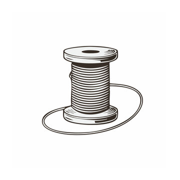 Black coil spring line art isolated