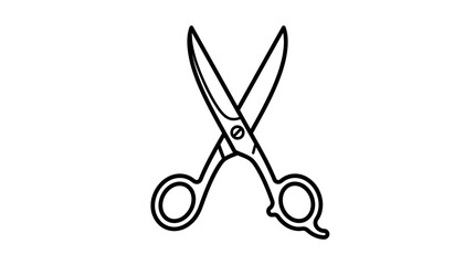Fototapeta premium A simple black and white vector illustration of sharp professional hair cutting scissors with a clean bold outline style