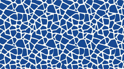 Fototapeta premium Seamless pattern featuring a geometric mosaic of blue polygons separated by thick white lines creating a grid like structure on a flat surface