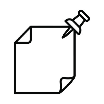 Blank note paper sheet attached by a push pin icon vector illustration with reminder stationery illustration isolated
