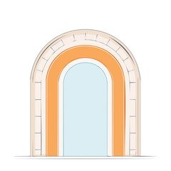 Fototapeta premium Flat design illustration of an arched doorway with stone arch