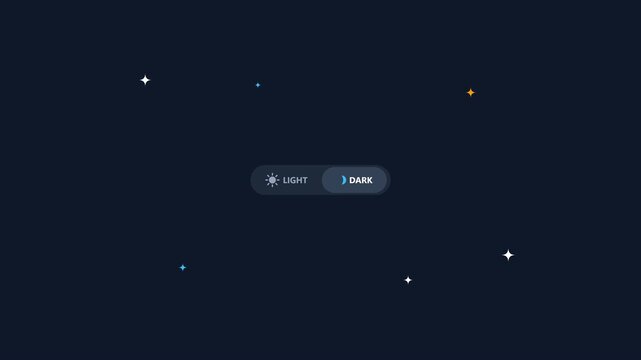Interactive UI Toggle Switch Transitioning from Light Mode to Dark Mode.