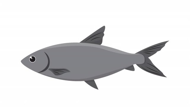 Simple gray fish cartoon illustration ideal for marinethemed designs. Suitable for childrens books, educational materials, aquariums, and ocean conservation campaigns.