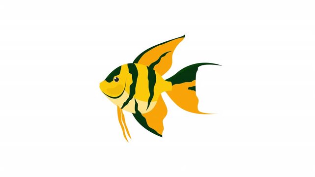 Yellow black striped angelfish illustration ideal for aquatic life enthusiasts seeking beautiful exotic tropical fish art for designs.