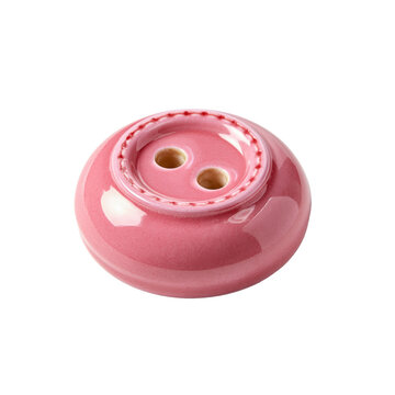 Pink button with two holes isolated on transparent background