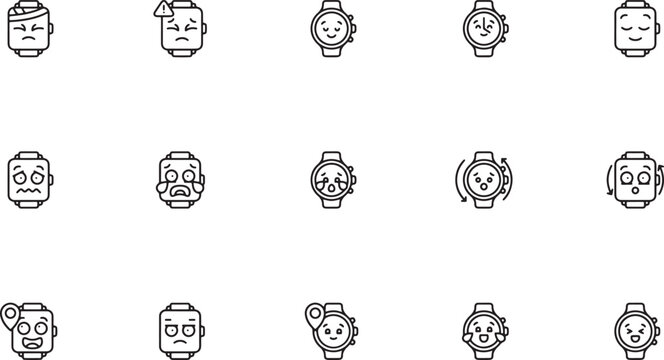 Smartwatch UI and Notification Status Line Icons
