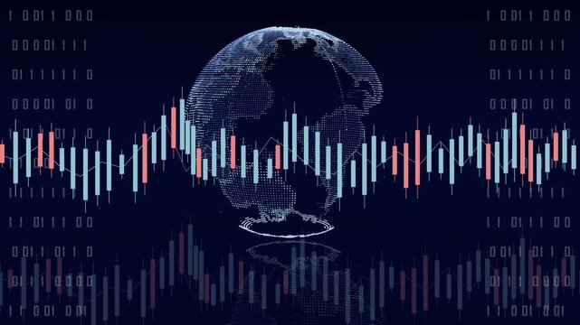 International Stock Market and Global Trading System with Financial Data Charts, World Economy Analytics and Digital Business Interface Background