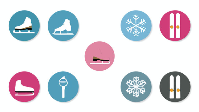 Set of colorful winter sports and snow icons.
