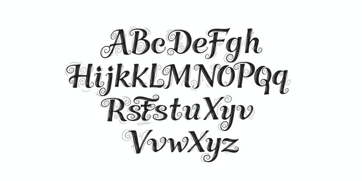 Elegant Edwardian Script Calligraphy Alphabet Vector Set