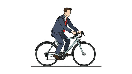 Naklejka premium Businessman Riding Bicycle Wearing Formal Suit Illustration.