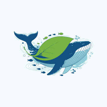 Large blue whale with green shell.
