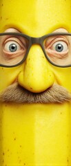 Fototapeta premium Celebration of humor with a wacky disguise on vibrant yellow. Pr