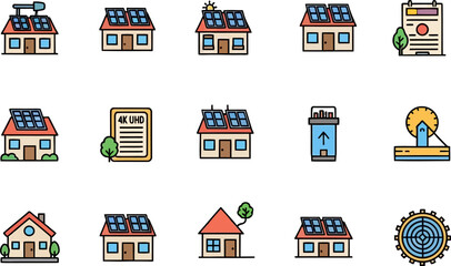 Fototapeta premium Sustainable houses with solar panels.