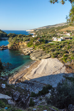 Landscape of coastline of Thassos island, Greece
