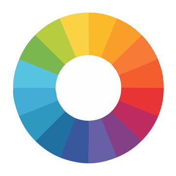 Flat design color wheel with rainbow spectrum