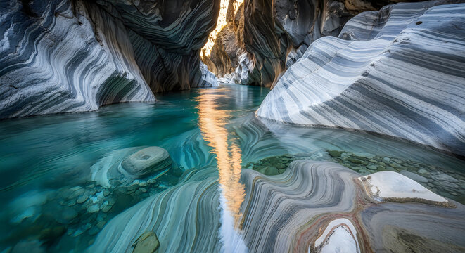 Marble Caves with Turquoise Water in General Carrera Lake Patagonia Chile