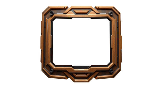 Industrial Sci Fi Bronze Metallic Frame for Gaming Interface or Graphic Element Background