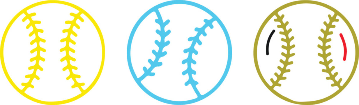 Colorful baseball and softball logos