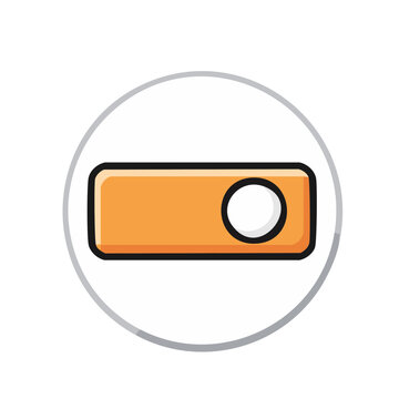 Orange power button icon on transparent background