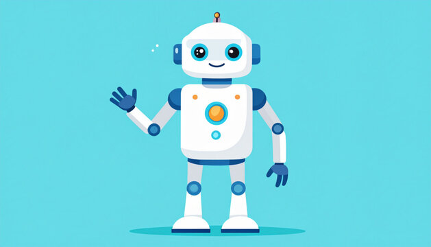 Friendly Waving Robot Vector