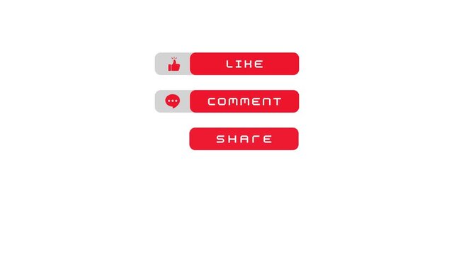 Red Like Comment Share Buttons for Social Media Engagement.