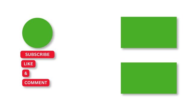 You Tube End Screen Elements Subscribe Like Comment Buttons  Video Boxes green screen and white backgraund.