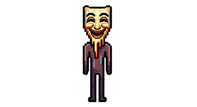 Pixel Art Character with a Creepy Mask and Suit.