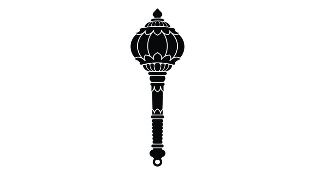 Indian Gada Mace Weapon Black Silhouette On White Background