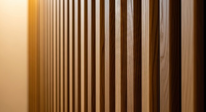 Vertical wooden slats texture for architectural interior design.