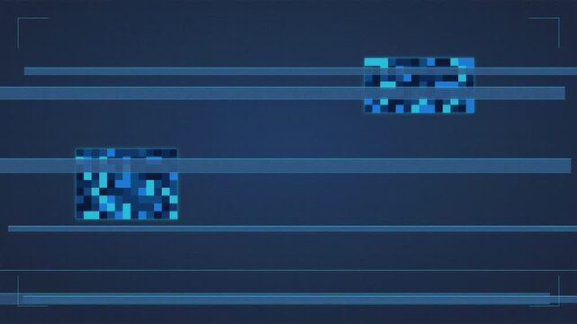 Digital Screen Tearing Malfunction with High-Frequency Noise on Navy Background