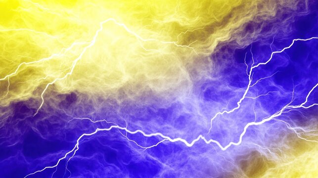 Dynamic lightning storm with yellow and blue lightning flashes