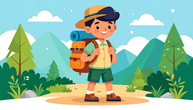 Boy Scout Hiking Vector