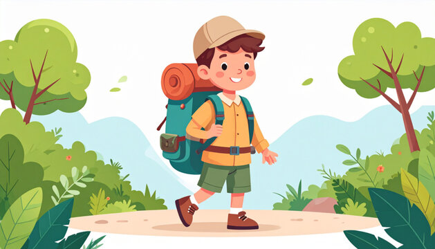 Boy Scout Hiking Vector