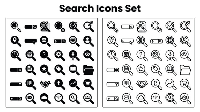 Search Icons Set for Graphic Design and Illustration Tools Online