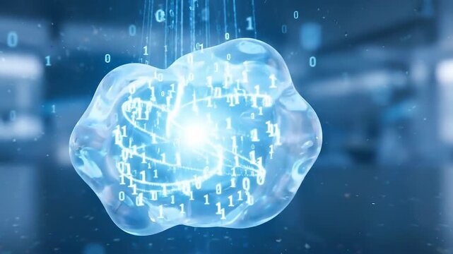 Futuristic digital data streams and artificial intelligence technology with aerodynamic design, binary code flow, and innovative network connection