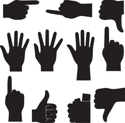 Obraz premium Hand gestures and signs collection of fingers and palm icons Vector