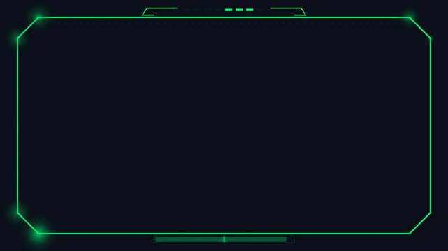 Futuristic Digital HUD Interface Frame with Glowing Neon Green Elements for Sci-Fi Display Overlays and Cybernetic Gaming Graphics