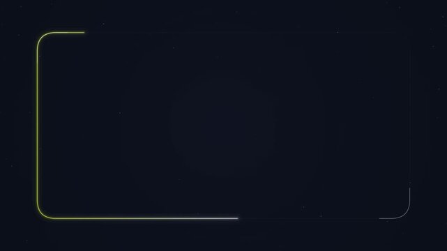 Minimalist dark digital background featuring a glowing green neon border frame with rounded corners and copy space