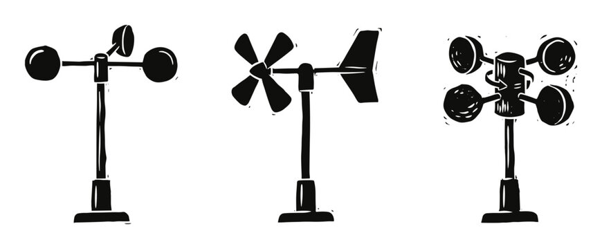 Anemometers, wind meters, weather instruments, wind speed