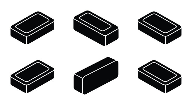 Black bricks isometric design industrial building material elements
