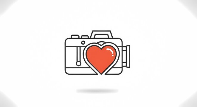 Icon of a Camera with a Heart Symbol Overlay.