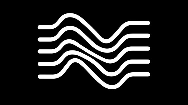 White horizontal wavy lines on black background.