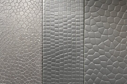 grey textured metal background with assorted embossed reptile scale patterns