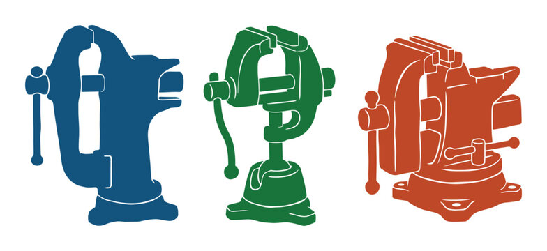 Mechanic metal vise tools isolated on transparent background