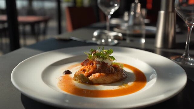 Luxury Portuguese restaurant main course plating (Hidangan utama restoran mewah Portugal)