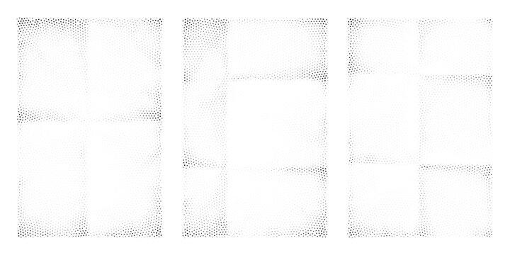 Set of black dot outline frames with geometric square shapes vector, Fold paper textures