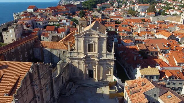 Aerial view of church of st. Ignatius in dubrovnik old town