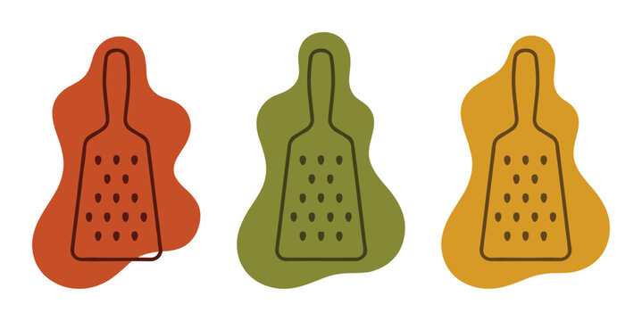 Three graphic graters with abstract shapes