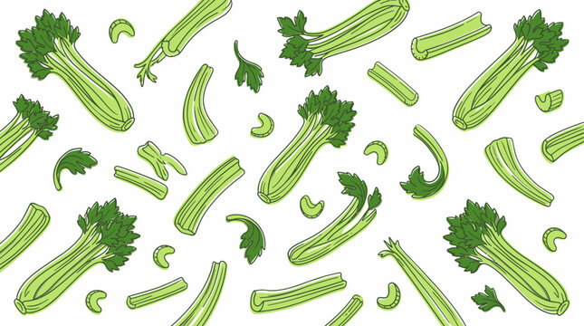Fresh green vegetables scattered in a vibrant pattern of leafy produce.