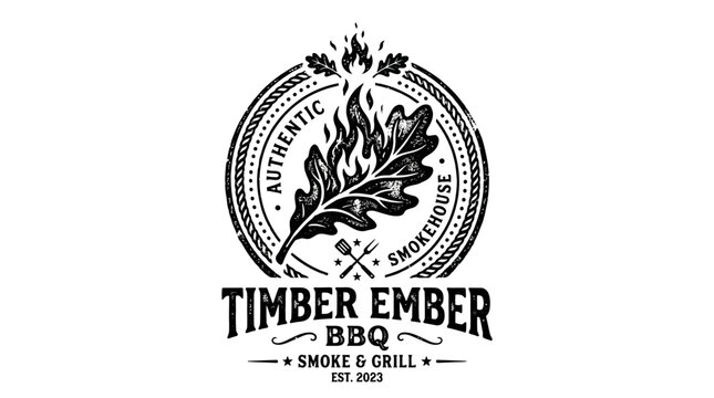 Timber Ember BBQ logo design.